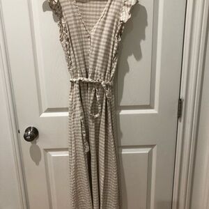 Zara linen checkered dress